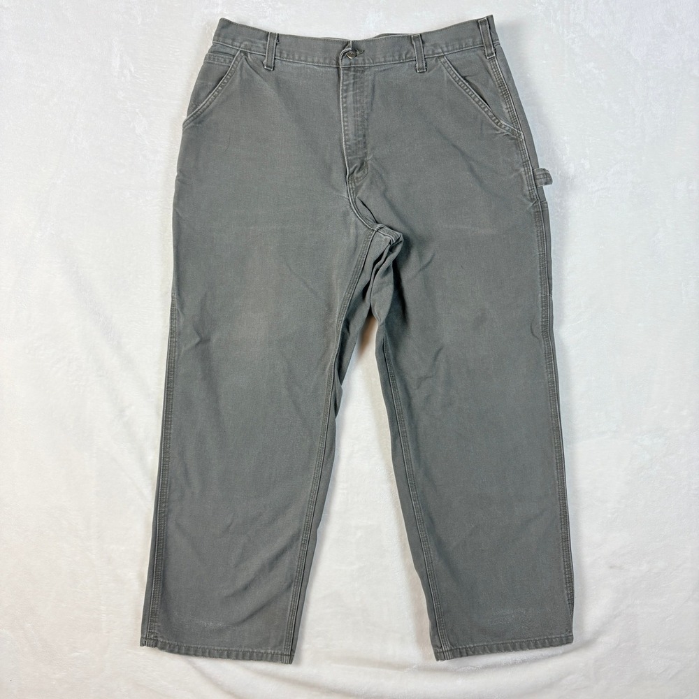 Carhartt B11 Dungaree Pants Mens 38x30 Moss Green Good Vtg Duck Canvas Workwear